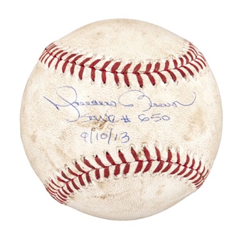 Mariano Rivera Game Used and Signed 650th Save Game Baseball (MLB Authenticated)